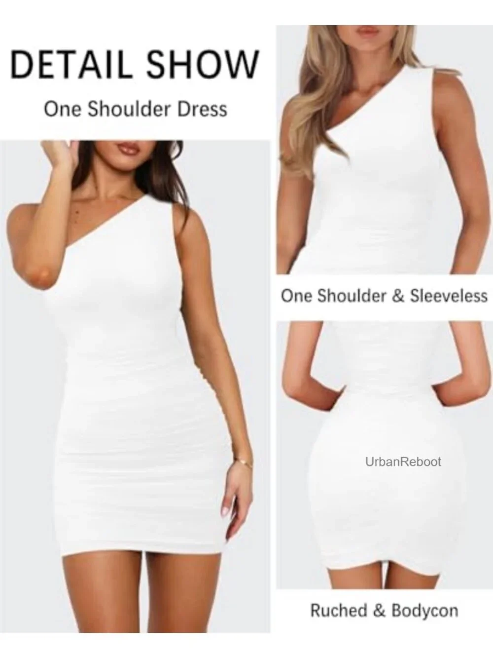 One Shoulder Ruched Bodycon Sleeveless Mini Party Dress Mesh